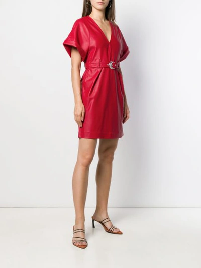 Shop Pinko Belted Mini Dress In Red