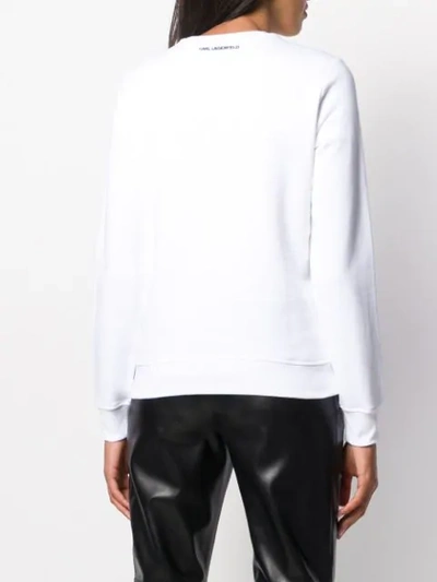 Shop Karl Lagerfeld Crystal Embellished Sweatshirt In White