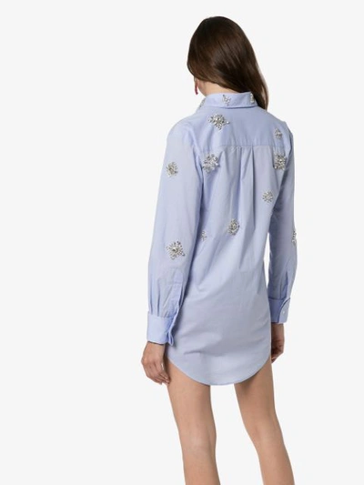 AREA EMBELLISHED SHIRT DRESS - 蓝色
