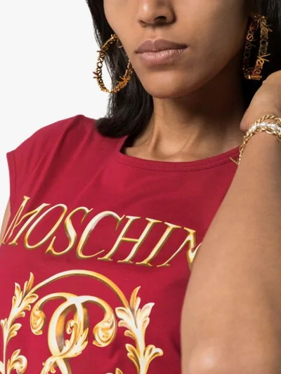 Shop Moschino Cap-sleeve Logo T-shirt In Red