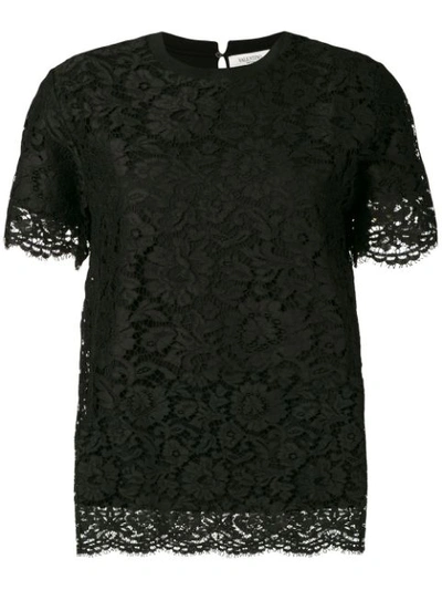 Shop Valentino Heavy Lace T-shirt - Black