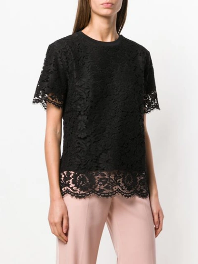 Shop Valentino Heavy Lace T-shirt - Black