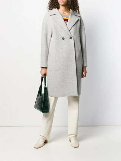 Harris Wharf London Double-breasted Fitted Coat In Grey