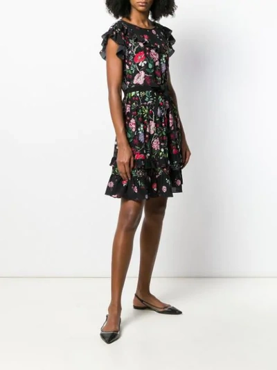 Shop Red Valentino Ruffle Floral Sleeveless Dress In Blue
