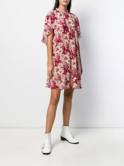 Shop Red Valentino Floral Ruffled Dress In Neutrals