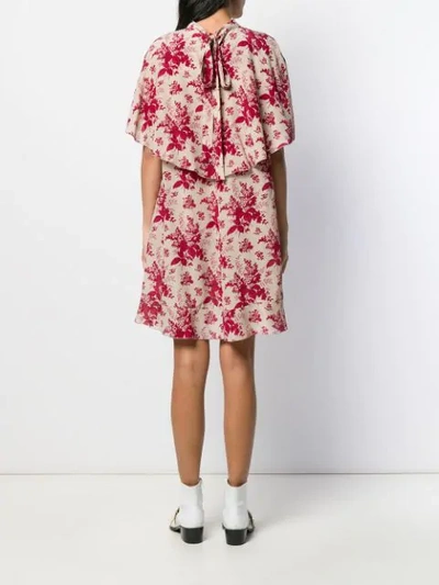 Shop Red Valentino Floral Ruffled Dress In Neutrals