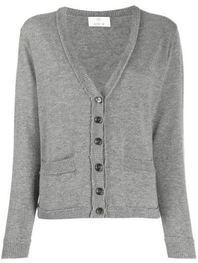 Shop Allude V-neck Knitted Cardigan In 83 Grey