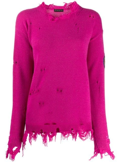 Shop Etro Distressed Knit Jumper In 650 Rosa