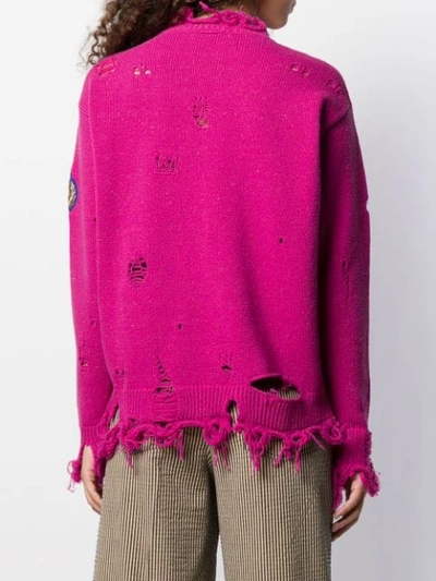 Shop Etro Distressed Knit Jumper In 650 Rosa