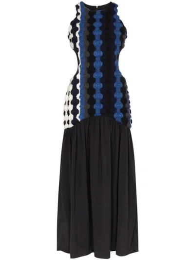 Shop Markoo Fancy Wool Cut-out Long Dress In Black