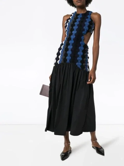Shop Markoo Fancy Wool Cut-out Long Dress In Black