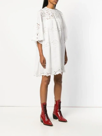 Shop Isabel Marant Embroidered Flared Mini Dress In White