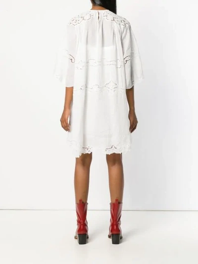 Shop Isabel Marant Embroidered Flared Mini Dress In White