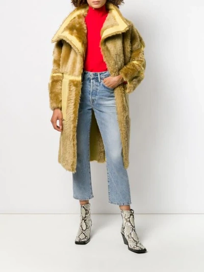 Shop Acne Studios Single Breasted Shearling Coat In Neutrals