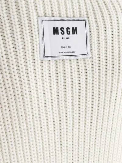 Shop Msgm Ribbed Knit Cardigan In 01 Bianco