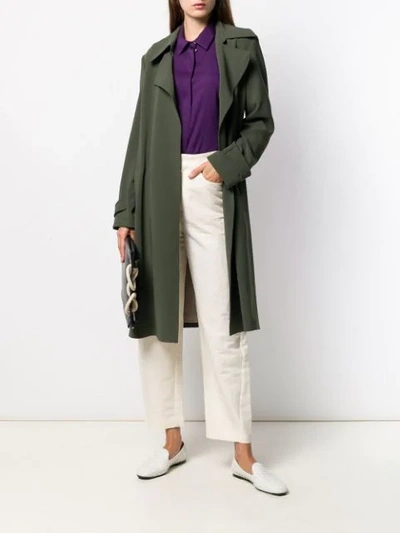 Shop Theory Belted Trench Coat In Green