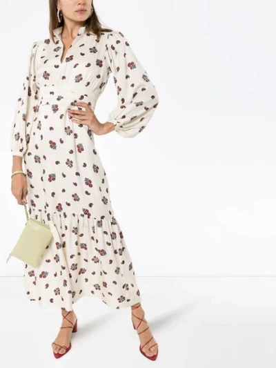 Shop Rebecca De Ravenel Floral Maxi Dress In White
