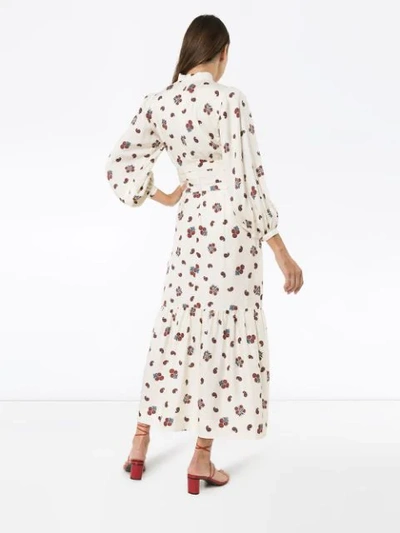 Shop Rebecca De Ravenel Floral Maxi Dress In White