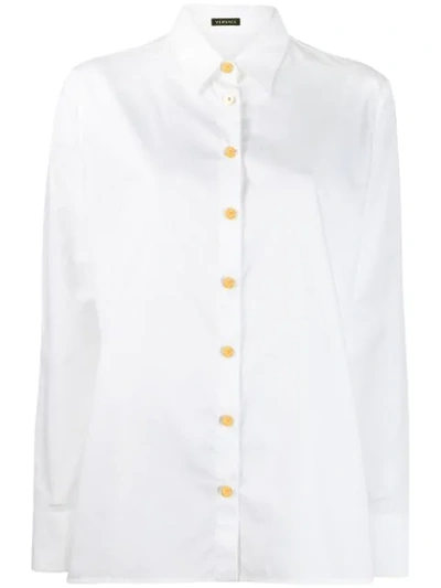 Shop Versace Button-down Shirt In White