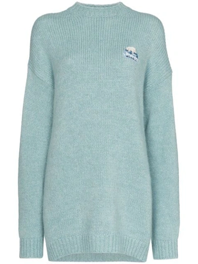 Shop Alanui Arctic Slogan Knit Jumper In Blue