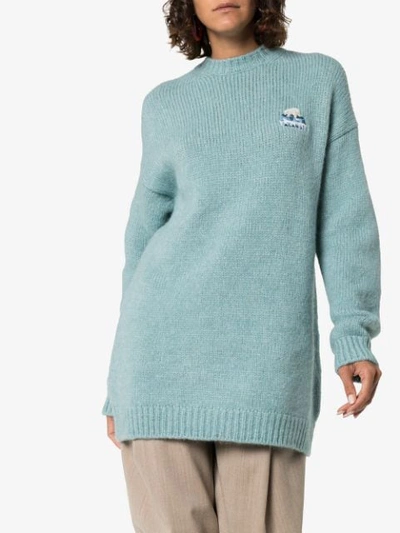 Shop Alanui Arctic Slogan Knit Jumper In Blue