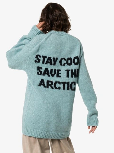 Shop Alanui Arctic Slogan Knit Jumper In Blue