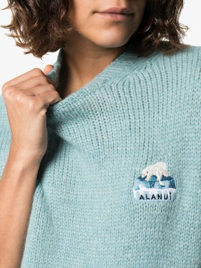 Shop Alanui Arctic Slogan Knit Jumper In Blue