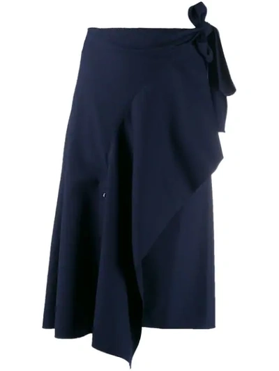 Shop Chloé Asymmetric Draped Skirt In Blue