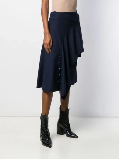 Shop Chloé Asymmetric Draped Skirt In Blue