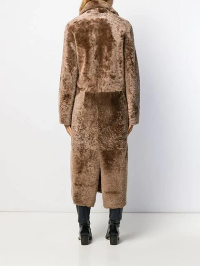 Shop Sword 6.6.44 Double Breasted Shearling Coat In Brown