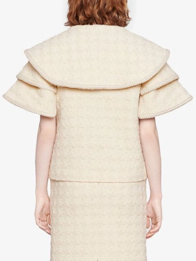Shop Gucci Houndstooth Tweed Cape Jacket In White
