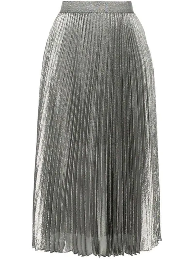 Shop Christopher Kane Silver Tone Pleated Skirt - Metallic