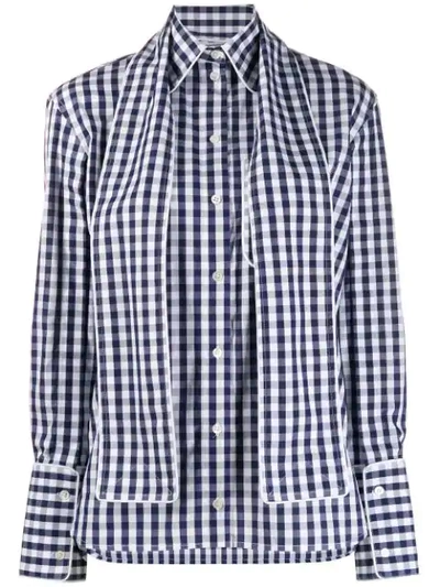 Shop Jw Anderson Gingham Scarf Shirt In Blue