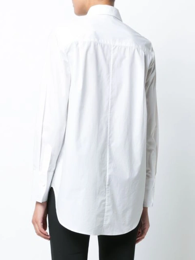 Shop Adam Lippes Cotton Menswear Shirt With Crystal Embroidery In White