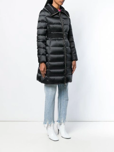 Shop Moncler Padded Fitted Coat - Black