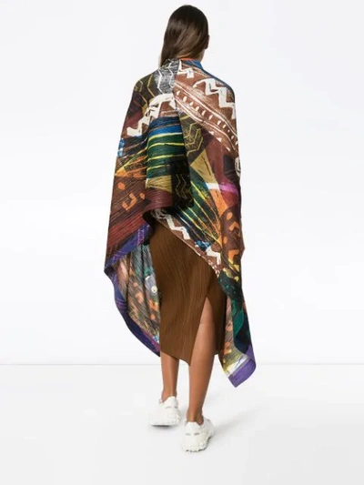 Shop Issey Miyake Swinging Spices Printed Cape In Brown