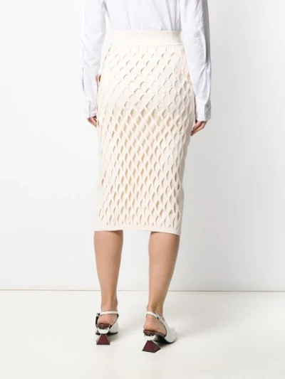 Shop Fendi Ff Motif Detail Pencil Skirt In Neutrals