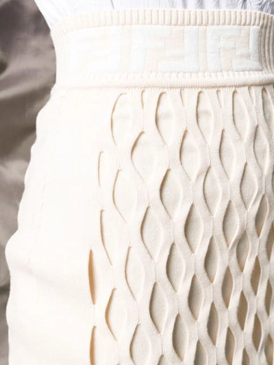 Shop Fendi Ff Motif Detail Pencil Skirt In Neutrals