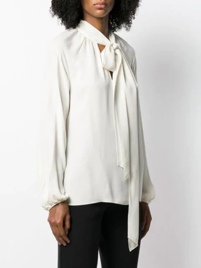 Shop Theory Pussy Bow Blouse In Neutrals