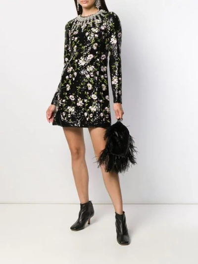 Shop Giambattista Valli Floral Sequin Mini Dress In Black