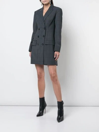 Shop Tibi Windowpane Blazer Dress In Grey