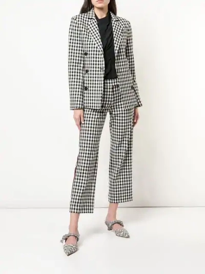 Shop Derek Lam 10 Crosby Double-breasted Gingham Blazer In Black