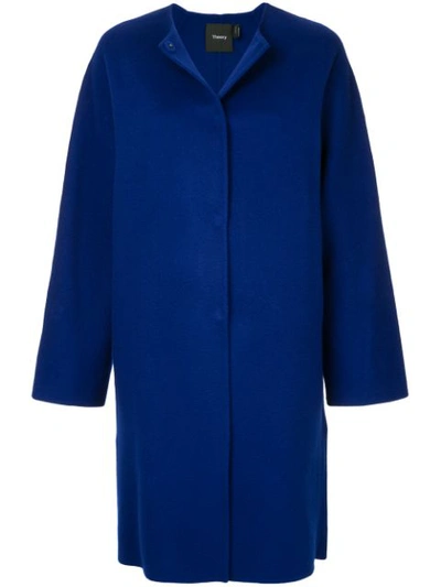 Shop Theory Boxy Single-breasted Coat - Blue