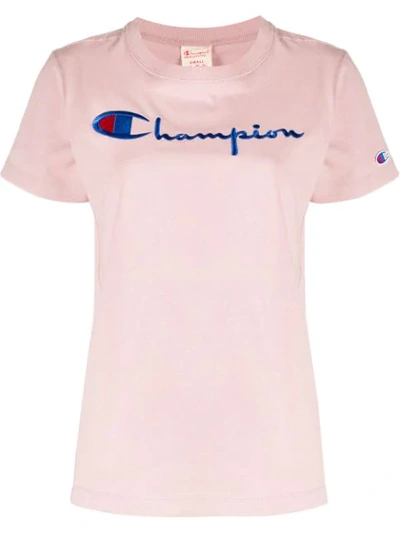 Shop Champion Embroidered Logo T-shirt In Pink