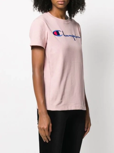 Shop Champion Embroidered Logo T-shirt In Pink