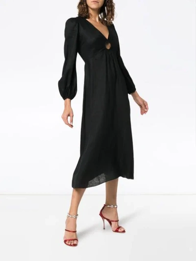 Shop Zimmermann Wayfarer Ring Detail Long Sleeve Dress In Black