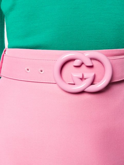 Shop Gucci Gg Belt Midi Skirt In Pink