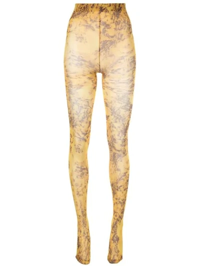 Shop Richard Quinn All-over Print Sock Leggings In Yellow