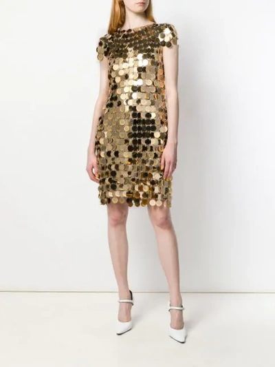 Shop Paco Rabanne Disc Dress In Gold