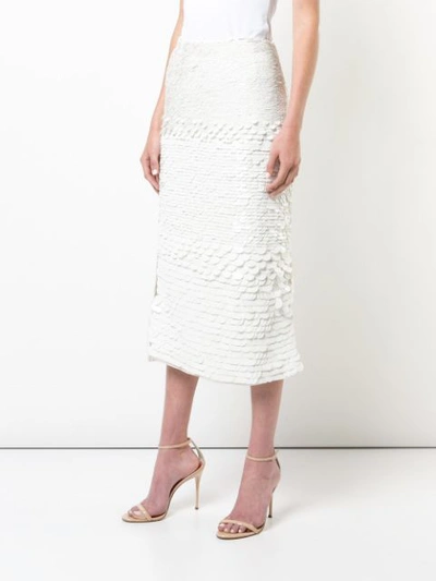Shop Sally Lapointe Sequin Straight Midi Skirt - White